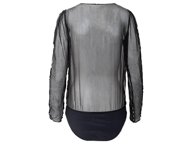 Semi-transparenter Body von Saint Laurent Schwarz - Ansicht 3