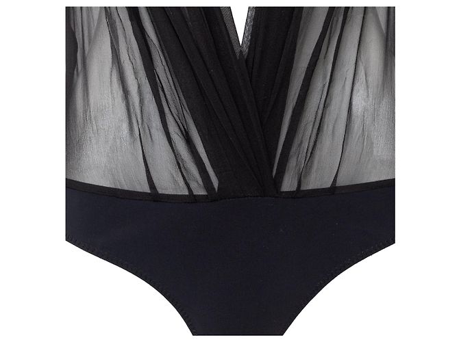 Semi-transparenter Body von Saint Laurent Schwarz - Ansicht 4