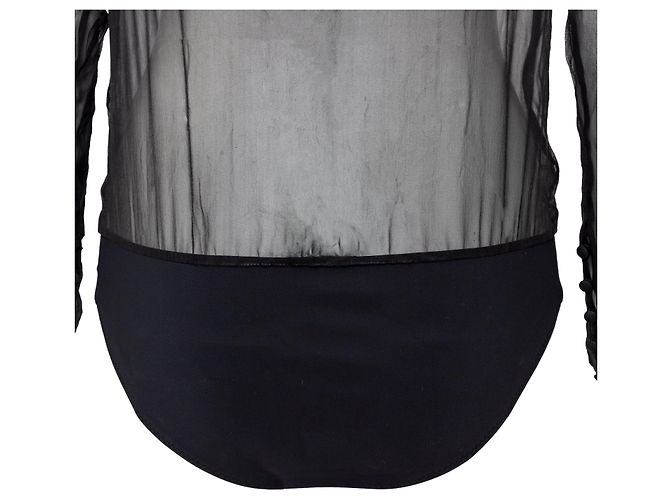 Semi-transparenter Body von Saint Laurent Schwarz - Ansicht 6