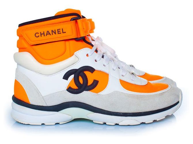 Chanel, scarpe alte neon Bianco Arancione - vista 5