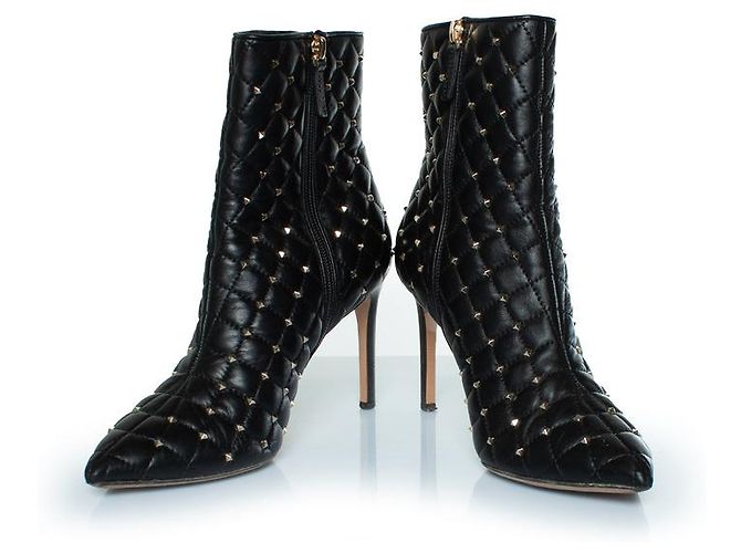 Botas de tobillo rockstud spike de Valentino Garavani Negro Dorado - vista 4
