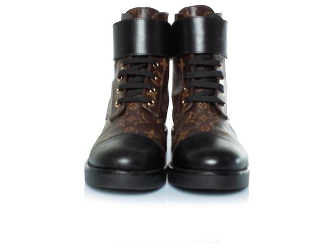 Louis Vuitton, wonderland flat rangers in monogramma Marrone Nero - vista 4