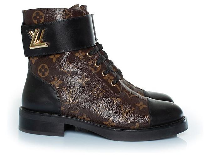 Louis Vuitton, wonderland flat rangers in monogramma Marrone Nero - vista 5