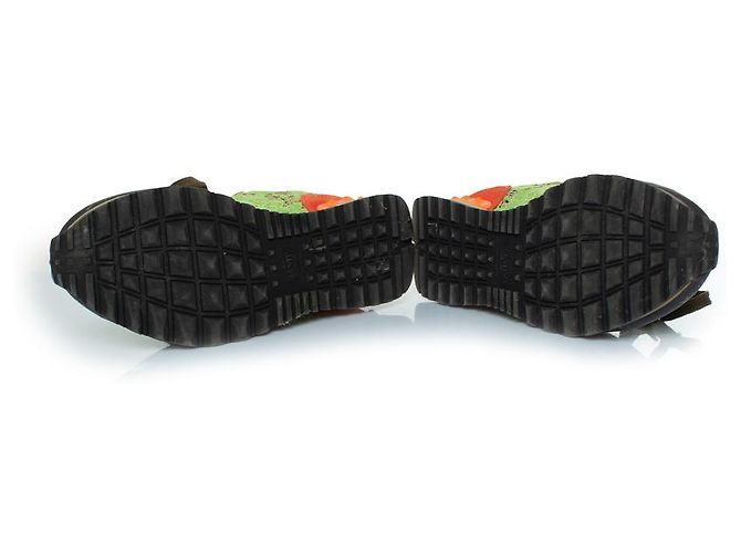 Sneaker in pizzo e suede Rockrunner di Valentino Garavani Verde Arancione - vista 7