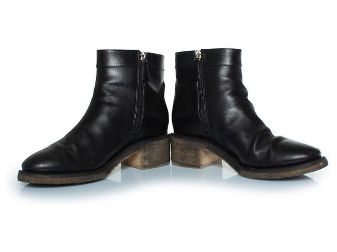 Chanel, stivaletti in pelle nera con chiusure a girello CC Nero - vista 6