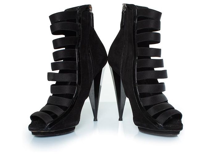 Sandali con cinturino in vernice e suede Olimpia di Gucci Nero - vista 3