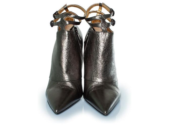 Botas de tobillo de cuero metálico Bottega Veneta - vista 3