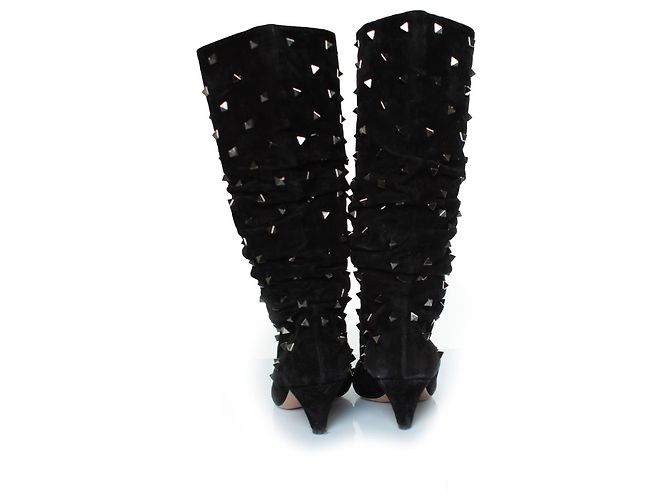 Botas arrugadas de ante rockstud Valentino Garavani Negro - vista 3