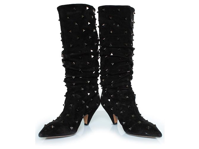 Botas arrugadas de ante rockstud Valentino Garavani Negro - vista 6