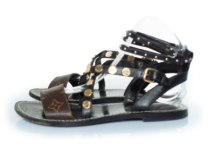 Sandali incrociati Monogram Louis Vuitton Marrone Nero - vista 2