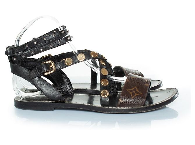 Sandali incrociati Monogram Louis Vuitton Marrone Nero - vista 5