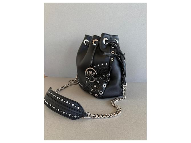 Borsa Dior in pelle nera e strass Swarovski Nero - vista 3