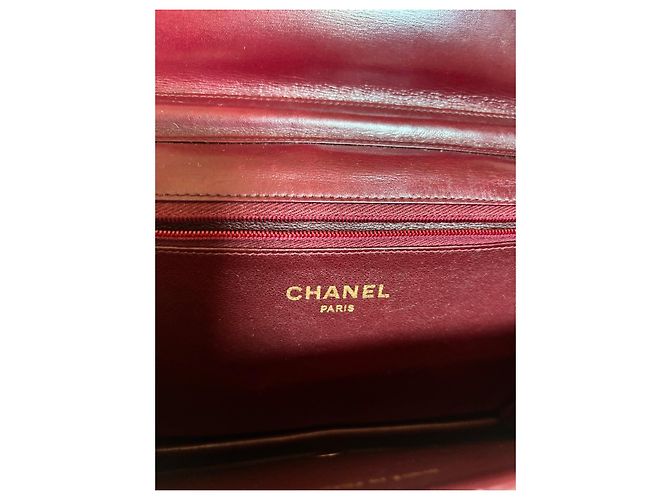 Chanel Clutch Tasche aus dunkelrotem Leder Bordeaux - Ansicht 11