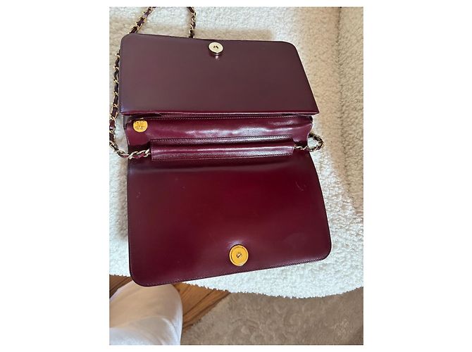 Chanel Clutch Tasche aus dunkelrotem Leder Bordeaux - Ansicht 13