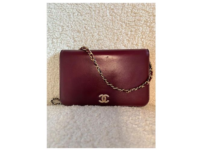 Chanel Clutch Tasche aus dunkelrotem Leder Bordeaux - Ansicht 2
