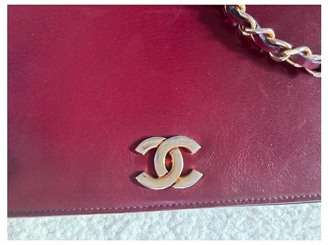 Chanel Clutch Tasche aus dunkelrotem Leder Bordeaux - Ansicht 3
