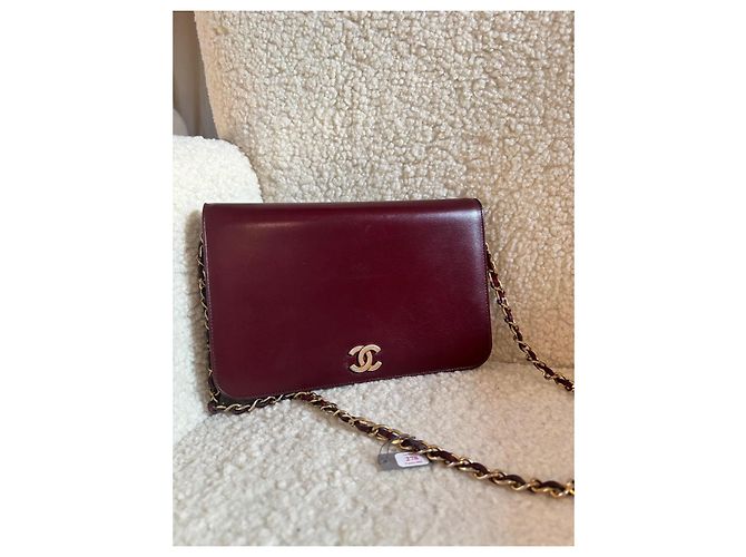 Chanel Clutch Tasche aus dunkelrotem Leder Bordeaux - Ansicht 5