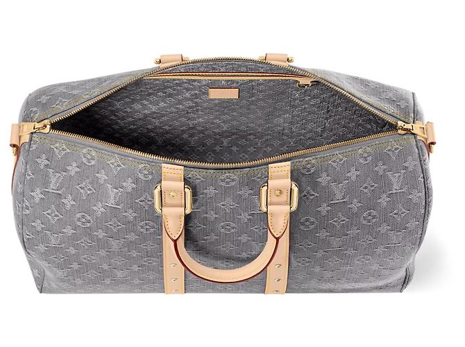 Louis Vuitton LV Keepall Denim bandoliera 45 Grigio - vista 2
