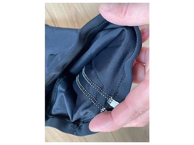 Stivali alti Chanel in seta blu navy e bianco - vista 3