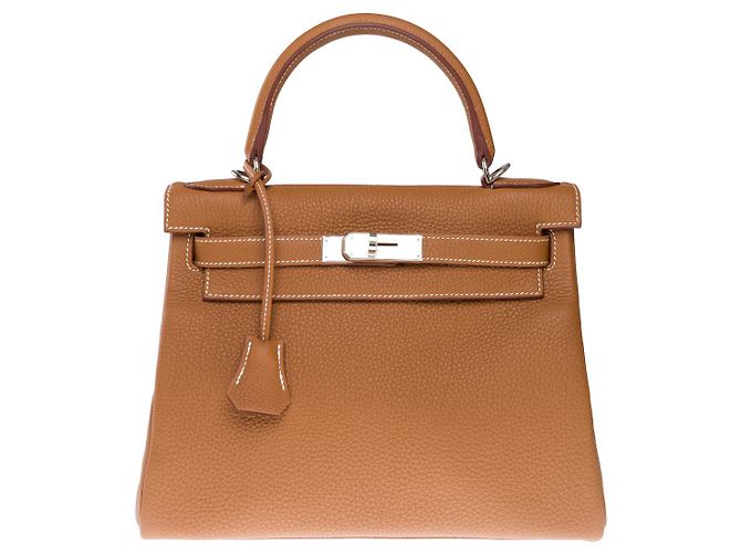 Hermès HERMES Kelly 28 Tasche aus goldenem Leder - 102536 - Ansicht 3