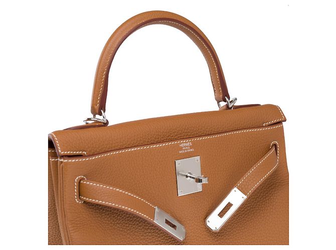 Hermès HERMES Kelly 28 Tasche aus goldenem Leder - 102536 - Ansicht 7