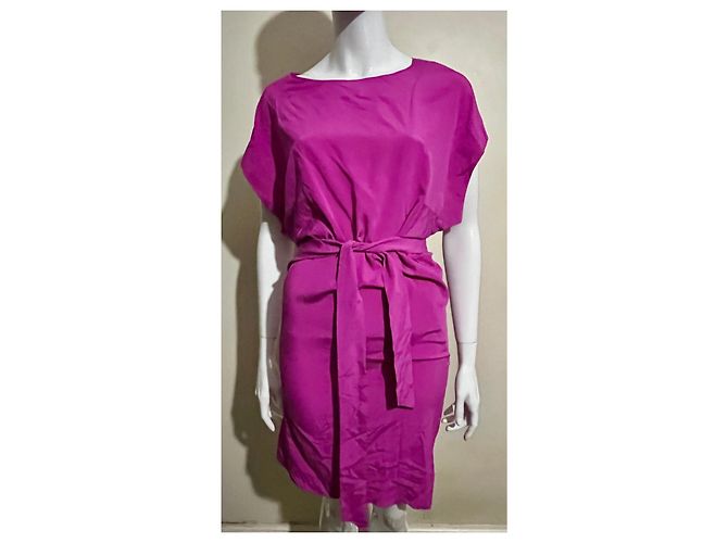 Joseph Vestido de seda con cinturón en magenta Rosa - vista 2
