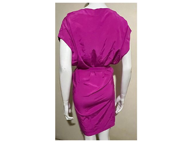Joseph Vestido de seda con cinturón en magenta Rosa - vista 3