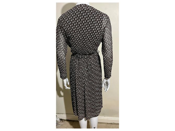 Diane Von Furstenberg DvF Solenn Chiffon Wickelkleid mit Unterkleid Braun Mehrfarben - Ansicht 2