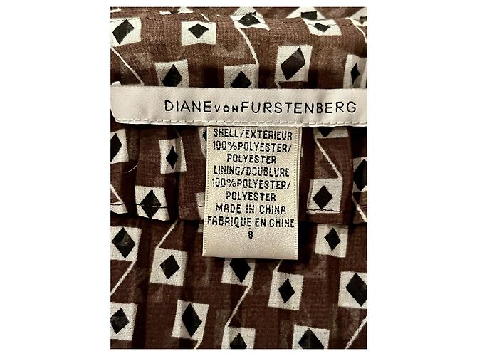 Diane Von Furstenberg DvF Solenn Chiffon Wickelkleid mit Unterkleid Braun Mehrfarben - Ansicht 3