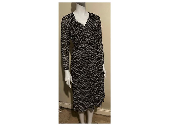Diane Von Furstenberg DvF Solenn Chiffon Wickelkleid mit Unterkleid Braun Mehrfarben - Ansicht 6