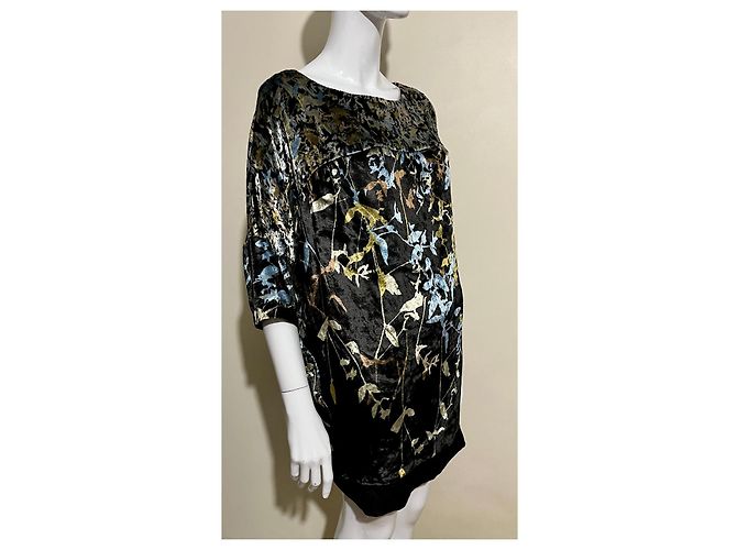 Diane Von Furstenberg DvF Claire Samtkleid mit floralem Muster Schwarz Mehrfarben - Ansicht 2