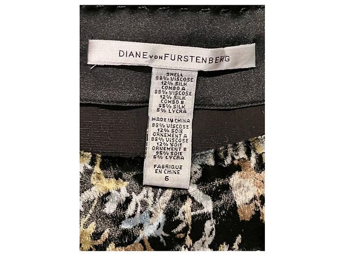Diane Von Furstenberg DvF Claire Samtkleid mit floralem Muster Schwarz Mehrfarben - Ansicht 6