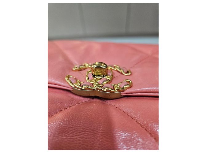 Chanel 19 Borsa Flap in agnello rosa - vista 11