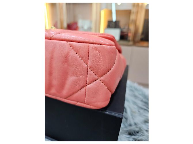 Chanel 19 Borsa Flap in agnello rosa - vista 12