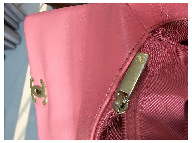 Chanel 19 Borsa Flap in agnello rosa - vista 19