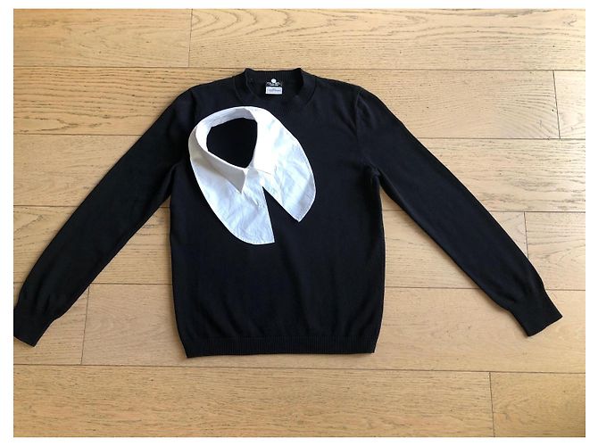 Chanel Pull avec col chemise amovible Noir - vue 3