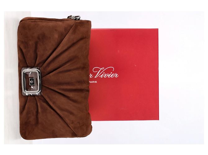 Borsa Grande Viv Choc Roger Vivier in Camoscio Marrone - vista 10