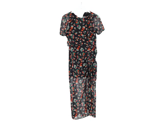 Abito midi a stampa floreale arricciato Maje Rancho in chiffon multicolore - vista 4