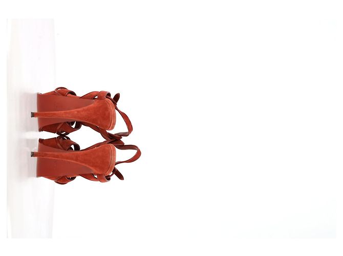 Sandali Tribute di Saint Laurent in suede bordeaux Rosso Bordò - vista 11