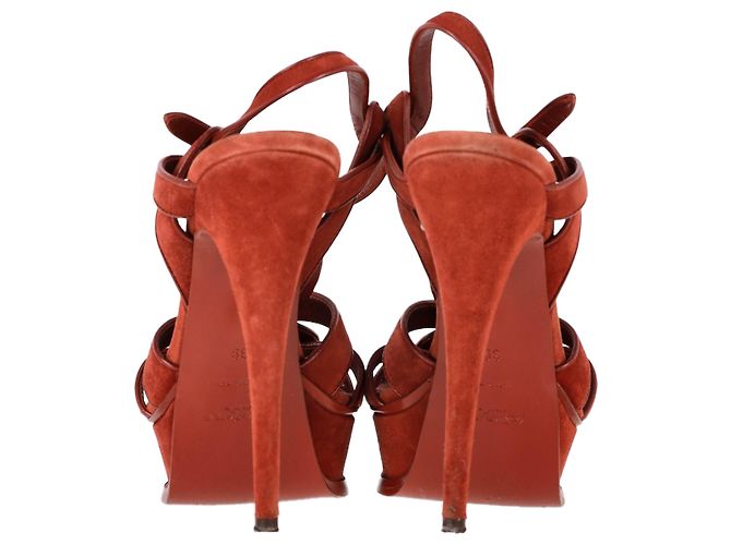 Sandali Tribute di Saint Laurent in suede bordeaux Rosso Bordò - vista 5