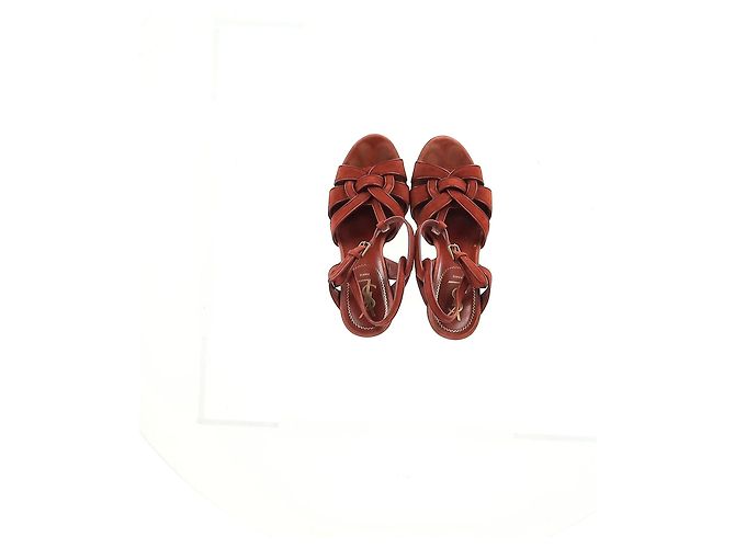 Sandali Tribute di Saint Laurent in suede bordeaux Rosso Bordò - vista 9