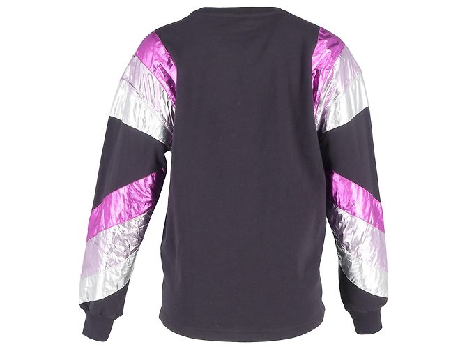 Menji Metallic Stripe Sweatshirt von Isabel Marant aus verblasster schwarzer Baumwolle - Ansicht 3