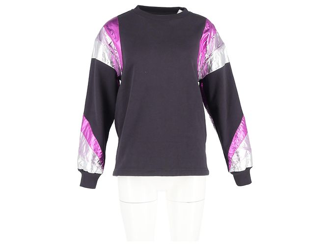 Menji Metallic Stripe Sweatshirt von Isabel Marant aus verblasster schwarzer Baumwolle - Ansicht 4