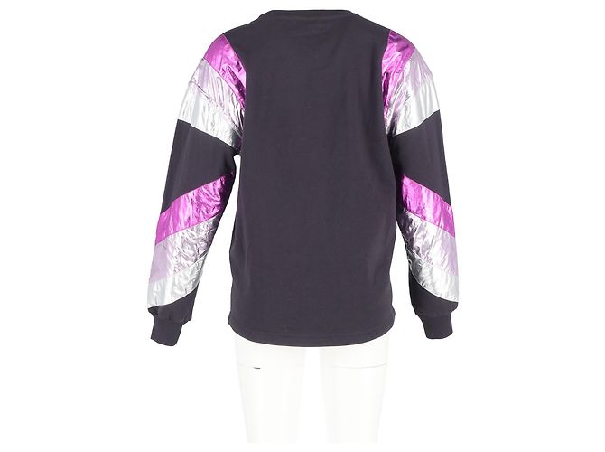 Menji Metallic Stripe Sweatshirt von Isabel Marant aus verblasster schwarzer Baumwolle - Ansicht 6