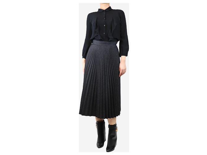 Eric Bompard Black denim pleated midi skirt - size S - view 2