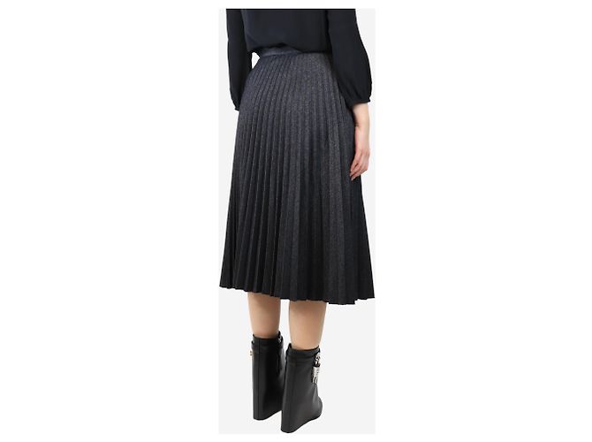 Eric Bompard Black denim pleated midi skirt - size S - view 3