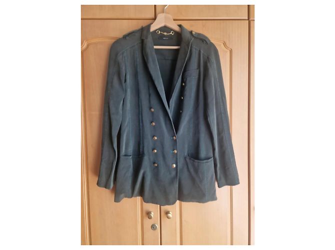 Blazer Gucci de seda verde azul con botones dorados - vista 2