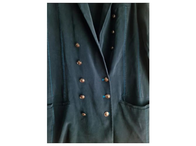 Blazer Gucci de seda verde azul con botones dorados - vista 3