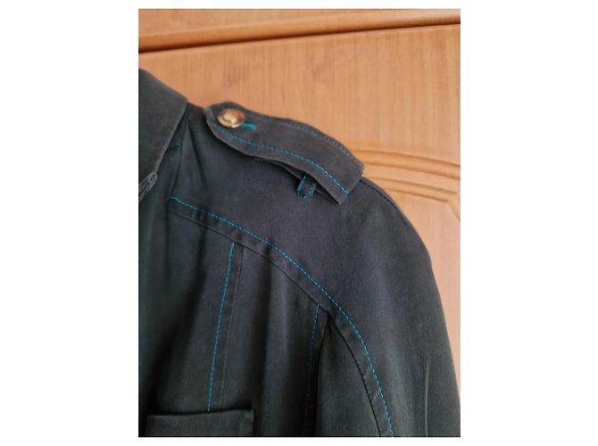 Blazer Gucci de seda verde azul con botones dorados - vista 4