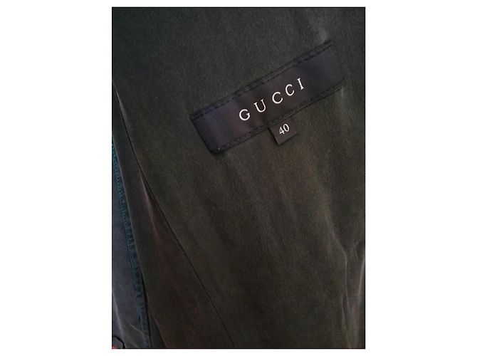 Blazer Gucci de seda verde azul con botones dorados - vista 5